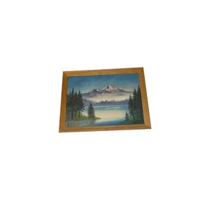 Vintage Tranquil Alberta Mountain Painting